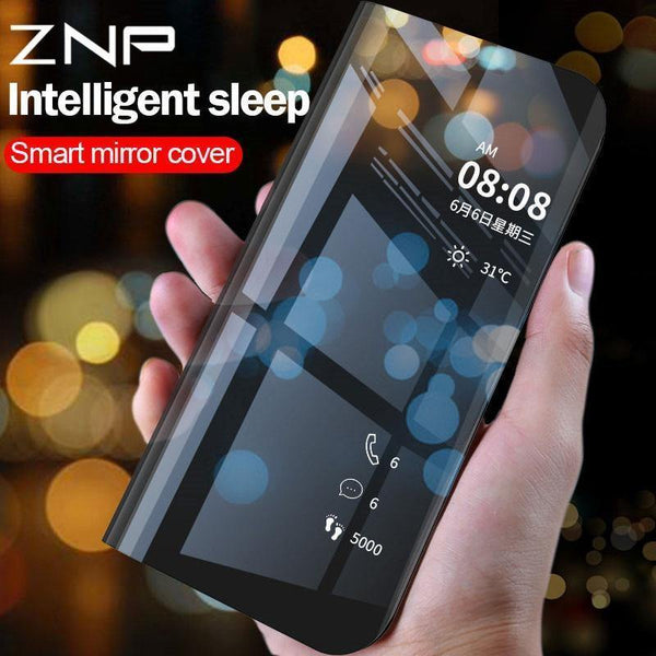 Planet Gates Black / For S7 ZNP Smart Mirror Flip Phone Case For Samsung Galaxy S9 S8 S7 S6 Edge Plus A3 A5 A7 J3 J5 J7 2017 Clear View Cover J6 A6 A8 Cases