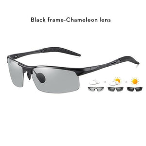 Planet Gates Black frame Aluminum Rimless Photochromic Sunglasses Men Polarized Day Night Driving Glasses Chameleon Anti-Glare gafas de sol hombre