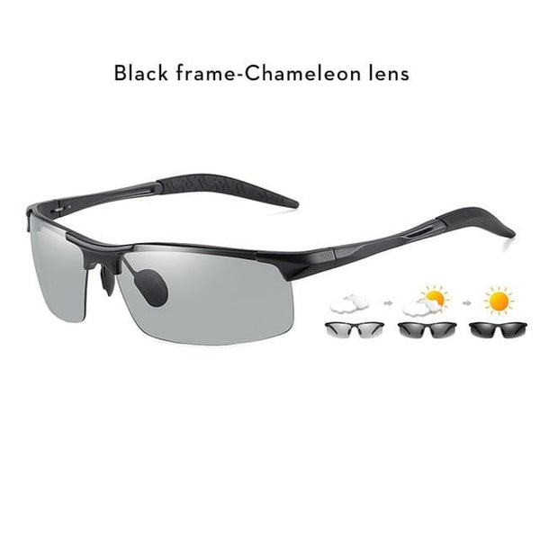 Planet Gates Black frame Aluminum Rimless Photochromic Sunglasses Men Polarized Day Night Driving Glasses Chameleon Anti-Glare gafas de sol hombre