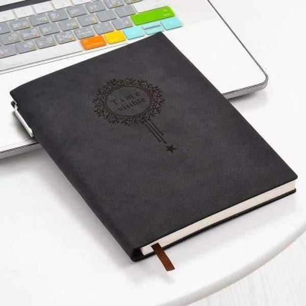 Planet Gates Black Free Make logo A5 Notebook Name Custom Leather Writing Pads Binder Black Diary Office School Supply Leader Gift with Pen Box