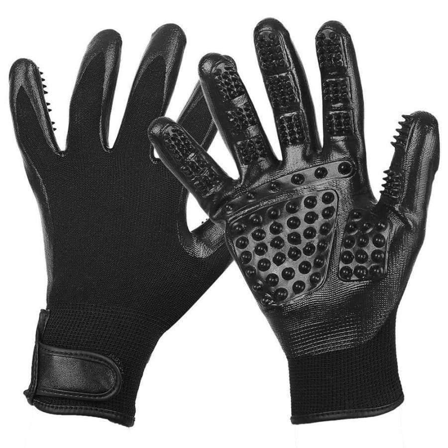 Planet Gates Black / free size One Pair Pet Dog Grooming Gloves For Cats Dogs Horse Pet Hair Remover Gentle De-Shedding Brush Five Finger Design Long Short Fur