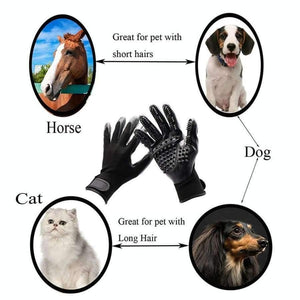 Planet Gates Black / free size One Pair Pet Dog Grooming Gloves For Cats Dogs Horse Pet Hair Remover Gentle De-Shedding Brush Five Finger Design Long Short Fur