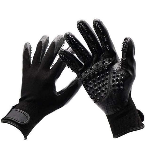 Planet Gates Black / free size One Pair Pet Dog Grooming Gloves For Cats Dogs Horse Pet Hair Remover Gentle De-Shedding Brush Five Finger Design Long Short Fur