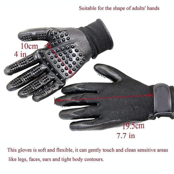 Planet Gates Black / free size One Pair Pet Dog Grooming Gloves For Cats Dogs Horse Pet Hair Remover Gentle De-Shedding Brush Five Finger Design Long Short Fur