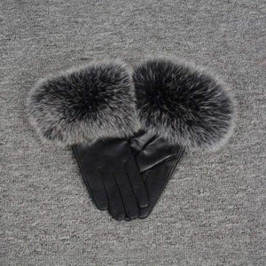 Planet Gates Black Frosted / Size M Jancoco Max* 10 Colours 2018 Genuine Leather Glove New Arrival Real Sheepskin & Fox Fur Gloves Women's Fashion Style S7200