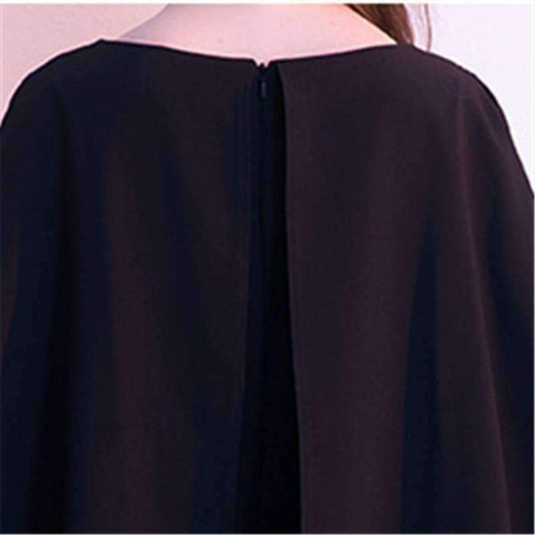 Planet Gates Black Full Cap Sleeve Cloak Zipper Cocktail Dresses A-line Knee Length Formal Dress Party Gown LX404