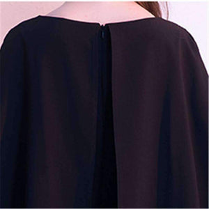 Planet Gates Black Full Cap Sleeve Cloak Zipper Cocktail Dresses A-line Knee Length Formal Dress Party Gown LX404