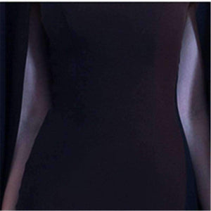 Planet Gates Black Full Cap Sleeve Cloak Zipper Cocktail Dresses A-line Knee Length Formal Dress Party Gown LX404