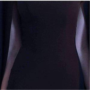 Planet Gates Black Full Cap Sleeve Cloak Zipper Cocktail Dresses A-line Knee Length Formal Dress Party Gown LX404