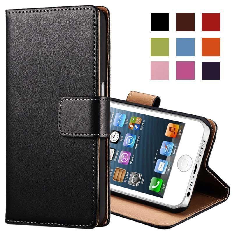 Planet Gates black Genuine Leather Case for iPhone 5 5S SE Flip Wallet TOMKAS Stand Design with Card Slot Phone Case For iPhone 5S Cases Coque