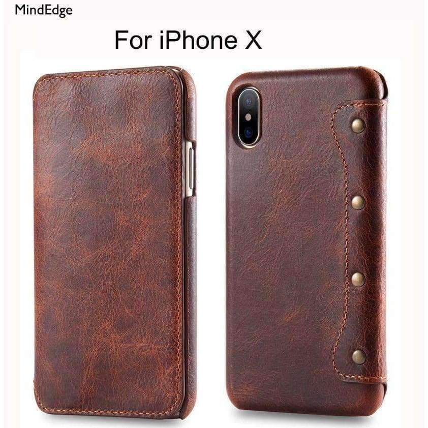 Planet Gates Black / Genuine Leather / Case & Screen Protector Flip Leather Slim Simple Business Style Hard Back Cover Phone Case For iPhone X Case Wallet Luxury Brand For Women