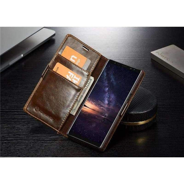 Planet Gates Black / Genuine Leather Genuine Leather Flip Cover For Samsung Galaxy Note 9 Leather  Wallet Brand Phone Case For Galaxy Note 9 capa Retro