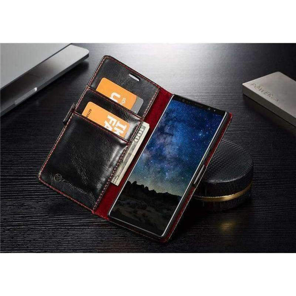 Planet Gates Black / Genuine Leather Genuine Leather Flip Cover For Samsung Galaxy Note 9 Leather  Wallet Brand Phone Case For Galaxy Note 9 capa Retro