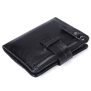 Planet Gates Black Genuine Leather Men Wallets Casual Zipper Coin Purse With Card Holder Brand Cowhide Long Wallet Clutch For Male