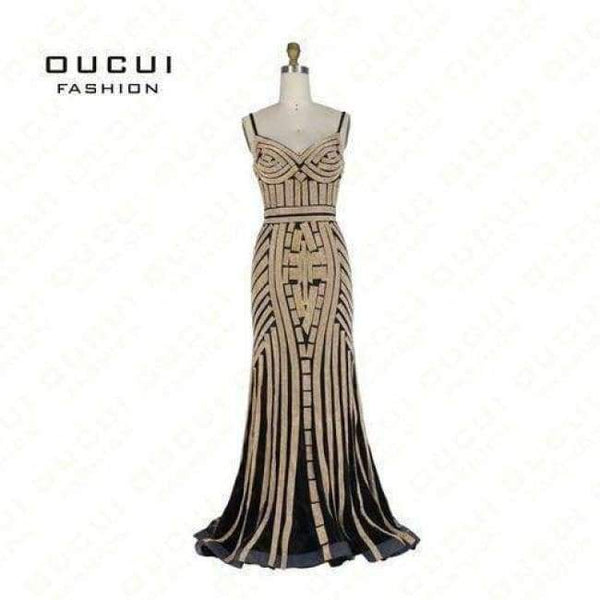 Planet Gates Black  Gold / 2 Crystal Royal Blue Color Party Occasion Formal Long Evening Dress OL102829