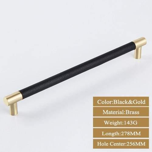 1PCS Cabinet Handles Solid Brass Cupboard Wardrobe Pulls Black Leather Hardware Drawer Home Furniture Door Handles Dresser Pull