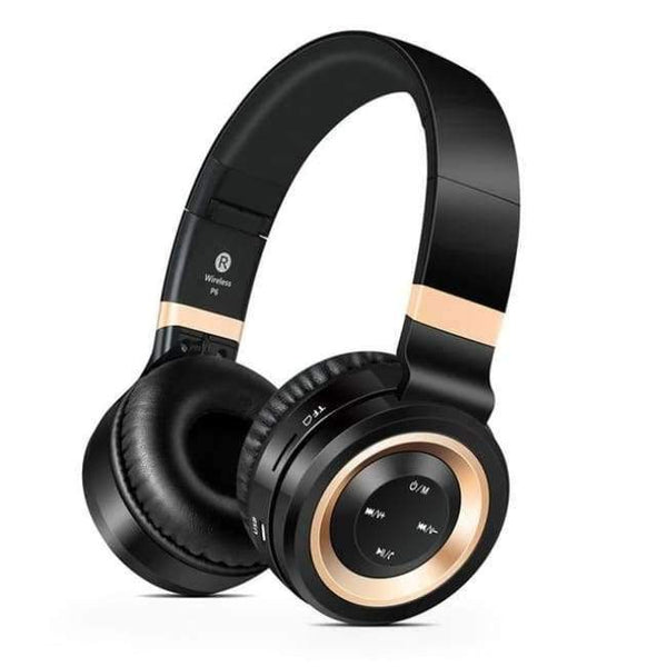 Planet Gates BLACK GOLD / China Wireless Headphones Bluetooth Headphone With Mic Support TF Card FM Radio Bass Headset For iPhone Xiaomi PC MP3