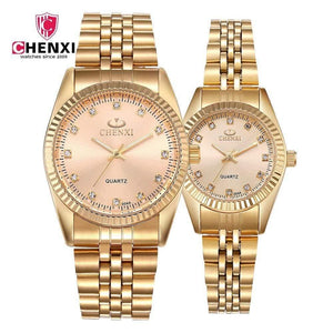 Planet Gates Black Gold Couple Watch Women Men Black Luxury Golden Stainless Steel Business Dress Lover's Wristwatch Waterproof 2 Pieces