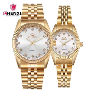 Planet Gates Black Gold Couple Watch Women Men Black Luxury Golden Stainless Steel Business Dress Lover's Wristwatch Waterproof 2 Pieces