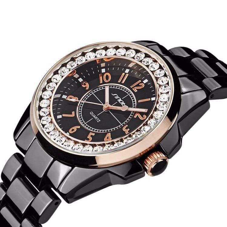 Planet Gates Black Gold Fashion Watch Woman Ladies Gold Diamond relogio feminino Dress Clock female relojes mujer New