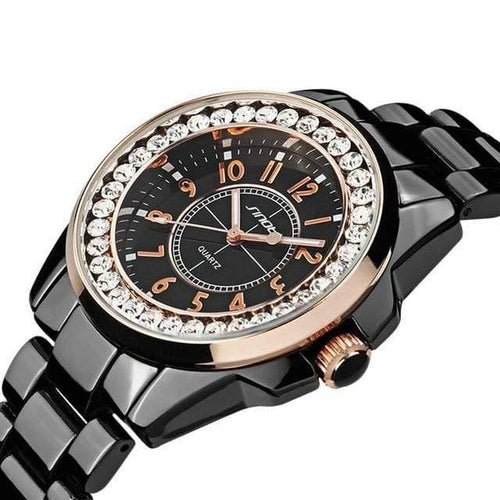 Planet Gates Black Gold Fashion Watch Woman Ladies Gold Diamond relogio feminino Dress Clock female relojes mujer New