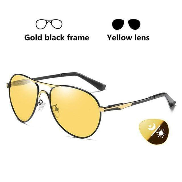 Planet Gates Black gold frame Aviation Photochromic Sunglasses Polarized Men Day Night Vision Driving Sun Glasses Male gafas de sol