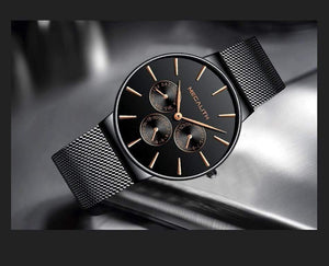 Planet Gates black gold Mens Watches Top Brand Luxury Waterproof Wrist Watch Ultra Thin Date Quartz Watch For Men Sports Clock Erkek Kol Saati