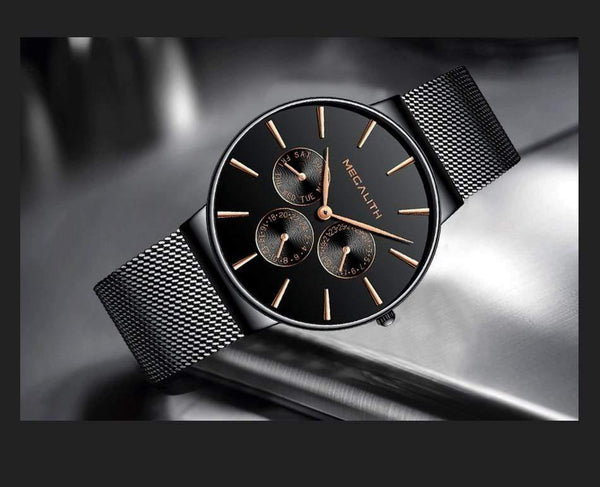 Planet Gates black gold Mens Watches Top Brand Luxury Waterproof Wrist Watch Ultra Thin Date Quartz Watch For Men Sports Clock Erkek Kol Saati