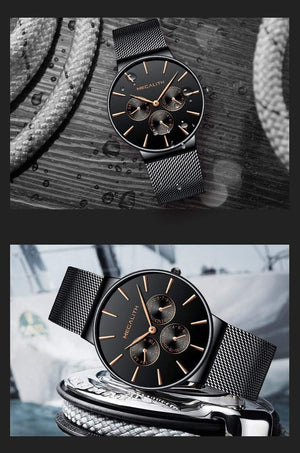 Planet Gates black gold Mens Watches Top Brand Luxury Waterproof Wrist Watch Ultra Thin Date Quartz Watch For Men Sports Clock Erkek Kol Saati