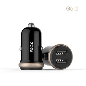 Planet Gates Black Gold PZOZ Mini USB Car Charger Dual USB 3.1A Charging Mobile Phone Tablet GPS Universal Fast charging Car-Charger Adapter Accessories