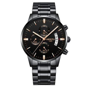 Planet Gates Black Gold Steel Mens Watches Top Brand Luxury Military Sport Quartz Watch Men Waterproof Male Sport Clock Wristwatches Relogio Masculino