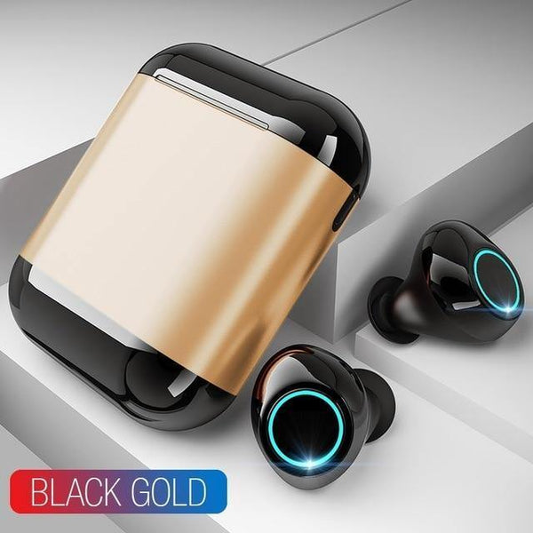 Planet Gates Black Gold TOMKAS Bluetooth Headphones TWS Earbuds Wireless Bluetooth Earphones Stereo Headset Bluetooth Earphone With Mic and Charging Box