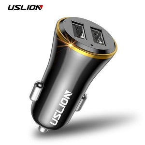 Planet Gates Black Gold USLION Mini Dual USB Car Charger for Phone 2 Port USB Fast Car-Charger for iPhone 7 XR XS MAX Car Phone Charger Adapter in Car