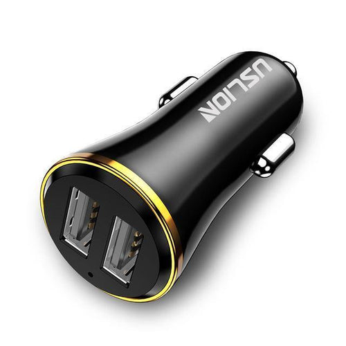 Planet Gates Black Gold USLION Mini Dual USB Car Charger for Phone 2 Port USB Fast Car-Charger for iPhone 7 XR XS MAX Car Phone Charger Adapter in Car