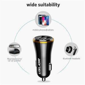 Planet Gates Black Gold USLION Mini Dual USB Car Charger for Phone 2 Port USB Fast Car-Charger for iPhone 7 XR XS MAX Car Phone Charger Adapter in Car