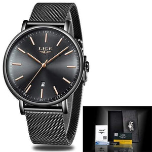 Planet Gates Black gold Womens Watches Top Brand Luxury Waterproof Watch Fashion Ladies Stainless Steel Ultra-Thin Casual  Wristwatch Quartz Clock