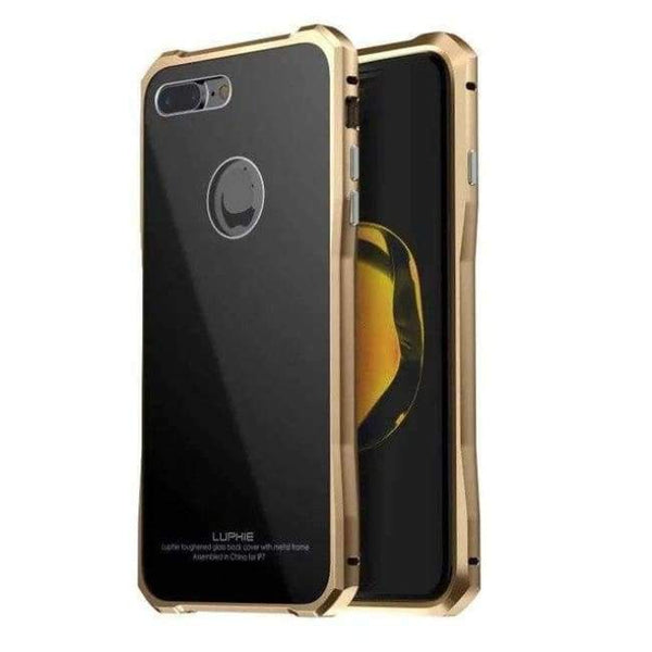 Planet Gates black golden / for iphone 7 iPhone 7 Case  Luxury Aluminum Metal Frame + Tempered Backplane Back Cover For iPhone 7plus Phone Case JS0021