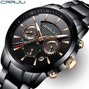 Planet Gates black golden Men Watch 30m Waterproof Mens Watches Top Brand Luxury Steel Watch Chronograph Male Clock Saat relojes hombre
