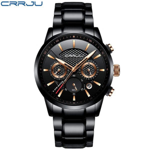 Planet Gates black golden Men Watch 30m Waterproof Mens Watches Top Brand Luxury Steel Watch Chronograph Male Clock Saat relojes hombre