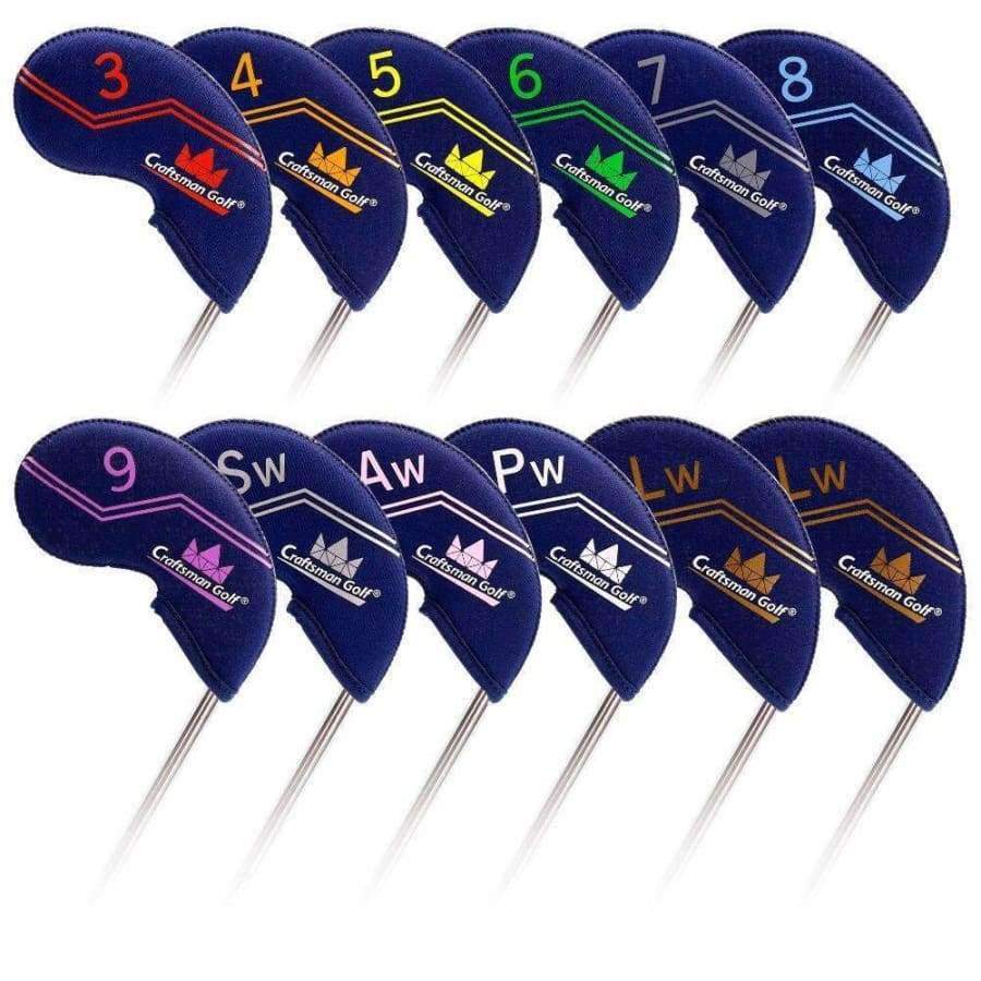Planet Gates black Golf Iron Club Headcover 12PCS(3-9,SW,AW,PW,LW,LW) Ultra-Light Weight Neoprene colourful number black/dark blue