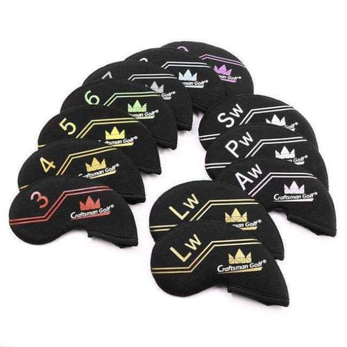Planet Gates black Golf Iron Club Headcover 12PCS(3-9,SW,AW,PW,LW,LW) Ultra-Light Weight Neoprene colourful number black/dark blue