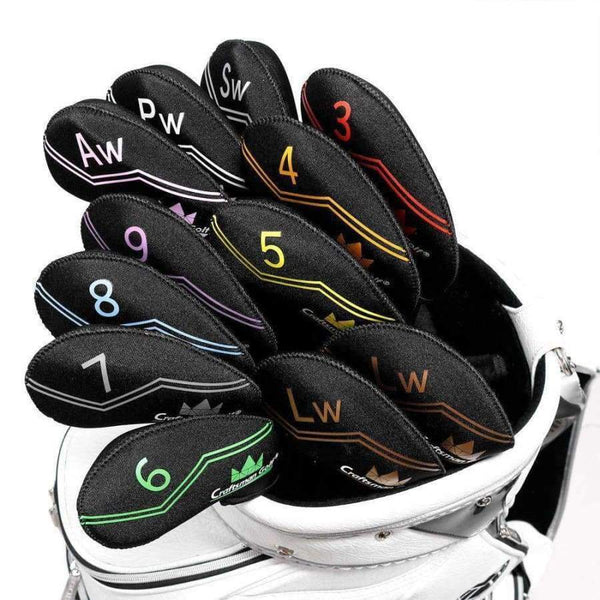 Planet Gates black Golf Iron Club Headcover 12PCS(3-9,SW,AW,PW,LW,LW) Ultra-Light Weight Neoprene colourful number black/dark blue