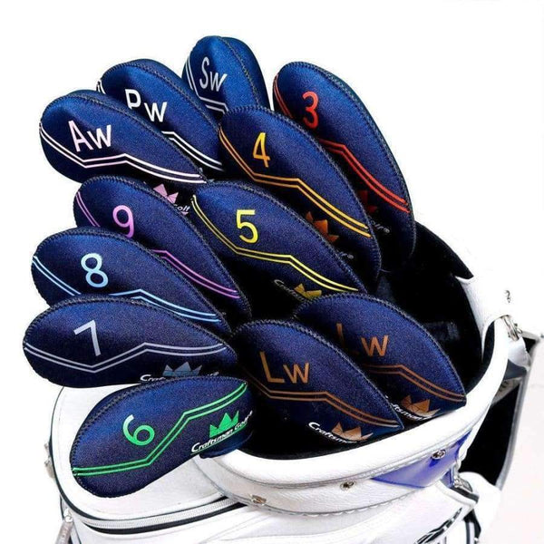 Planet Gates black Golf Iron Club Headcover 12PCS(3-9,SW,AW,PW,LW,LW) Ultra-Light Weight Neoprene colourful number black/dark blue
