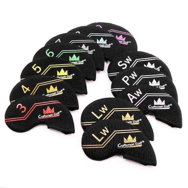 Planet Gates black Golf Iron Club Headcover 12PCS(3-9,SW,AW,PW,LW,LW) Ultra-Light Weight Neoprene colourful number black/dark blue
