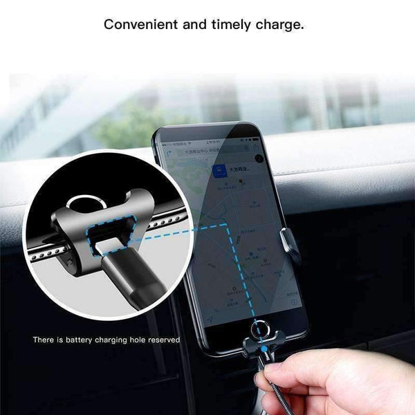 Planet Gates Black Gravity Car Holder For iPhone Samsung Cell Mobile Phone Holder 360 Degree GPS Air Vent Mount Clip Car Phone Holder Stand