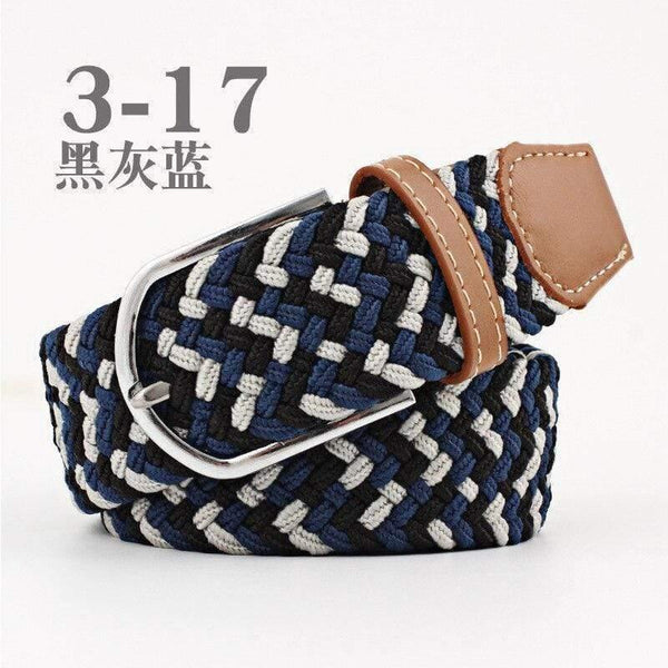 Fashion Wide Belt For Men Women Elastic Knitted Braid Jeans Dress Belt With Leather Metal Buckle Casual Belt For Unisex