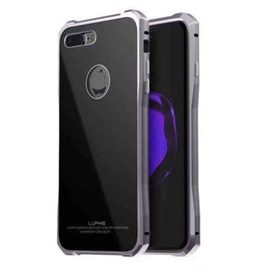 Planet Gates black gray / for iphone 7 iPhone 7 Case  Luxury Aluminum Metal Frame + Tempered Backplane Back Cover For iPhone 7plus Phone Case JS0021