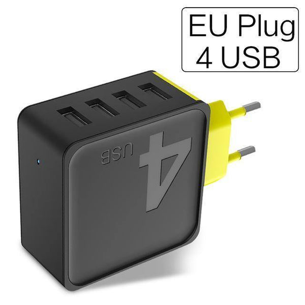 Planet Gates black green / EU 4 USB Port Sugar Mobile Phone Charger, ROCK 5V1A 5V2.4A 5V4A Universal Travel Phone USB Charger, 1 2 4 USB Wall Charger for iPhone Adapter