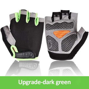 Planet Gates Black Green Upgraded / XL Cycling Gloves Anti-slip Anti-sweat Men Women Half Finger Gloves Breathable Anti-shock Sports Gloves MTB Bike Bicycle Glove