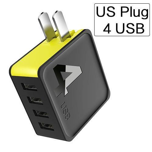 Planet Gates black green / US 4 USB Port ROCK Mobile Phone Charger 5V1A 5V2.4A 5V4A Universal Travel Phone USB Charger, 1 2 4 USB Wall Charger for iPhone Adapter